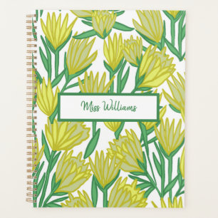 Custom Yellow Original Art Floral Design   Planner