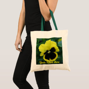 Custom Yellow Pansy Flower Tote Bag