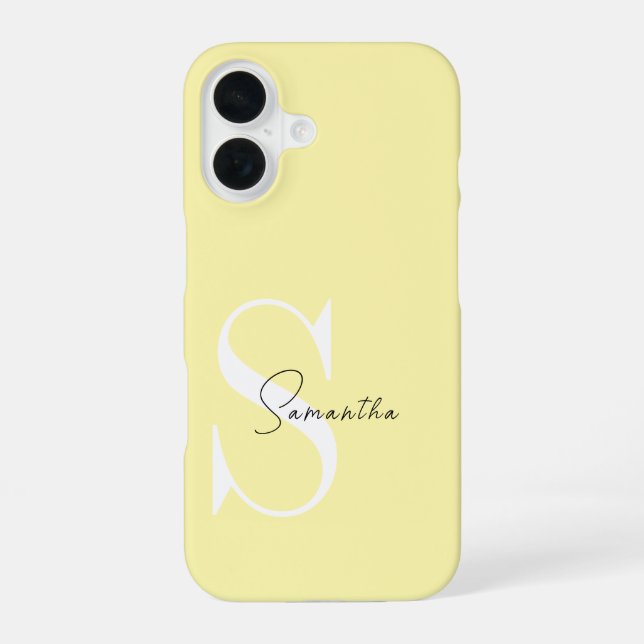 Custom Yellow Pastel iPhone Case with Monogram (Back)
