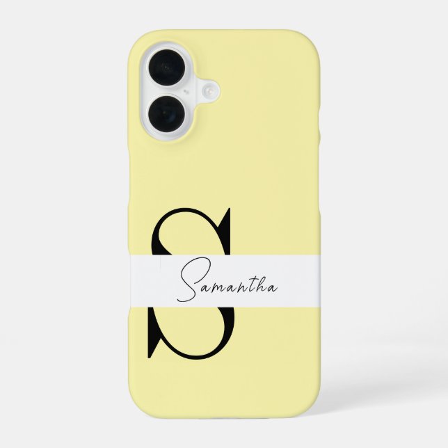 Custom Yellow Pastel iPhone Case with Monogram (Back)