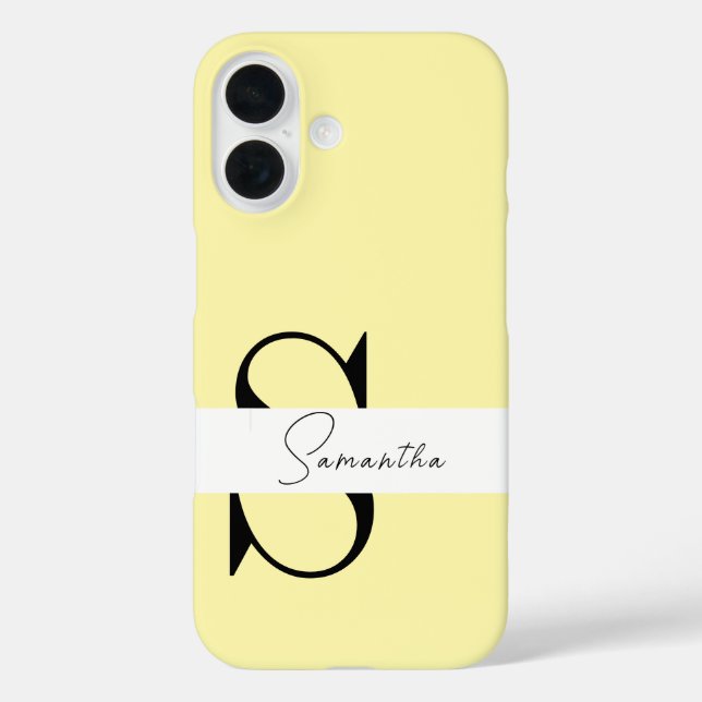 Custom Yellow Pastel iPhone Case with Monogram (Back)