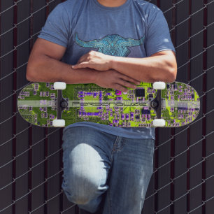 Custom Yellow PCB Circuit Board for IT Pros Skateboard