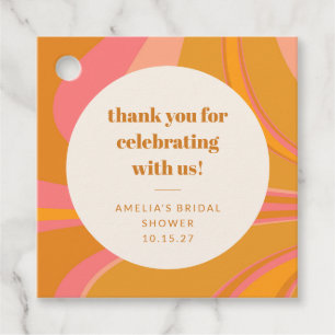 Custom Yellow Pink Marble Bridal Shower Thank You Favour Tags