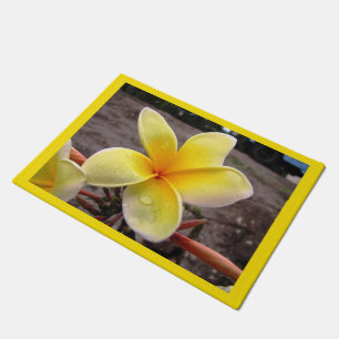 Custom Yellow Plumeria - Frangipani Door Mat