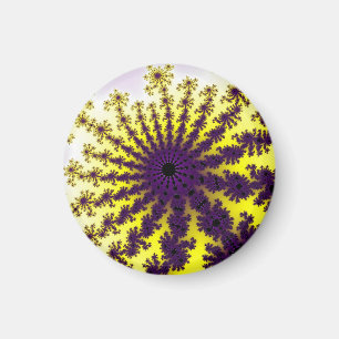 Custom Yellow Purple Burst Small Round Magnet