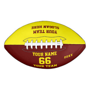 Custom yellow red Football with Name, Number, Team