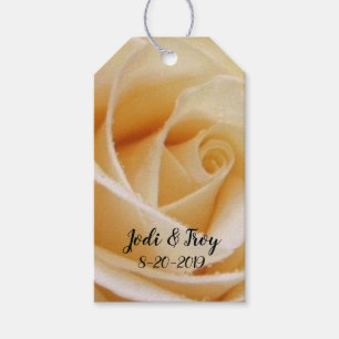 Custom Yellow Rose Wedding Favours Gift Tags