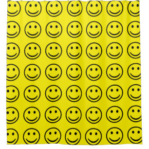 Custom Yellow Smile Face Pattern Shower Curtain