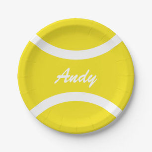 Custom yellow tennis ball BBQ party paper plates