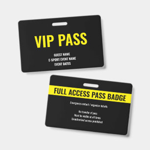 Custom Yellow VIP Guest Minimalist E-Sport Event Badge