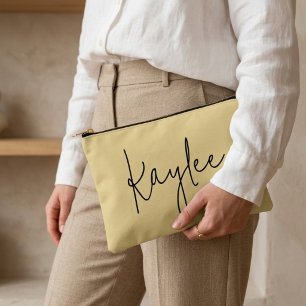 Custom Yellow Wedding Party Favour Pouch, Mom Gift Accessory Pouch