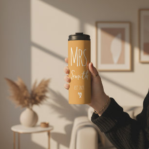 Custom Yellow Wedding Tumbler for Hubby & Wifey