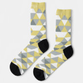 Custom Yellow White Grey Shapes Geometric Pattern Socks (Left)