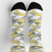 Custom Yellow White Grey Shapes Geometric Pattern Socks (Top)