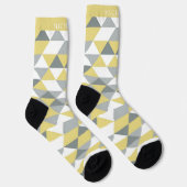 Custom Yellow White Grey Shapes Geometric Pattern Socks (Right)