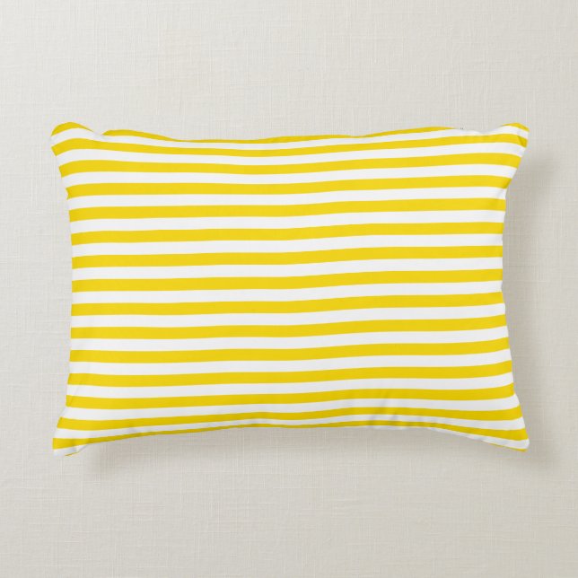 Custom Yellow White Striped Modern Template Trendy Accent Pillow (Front)
