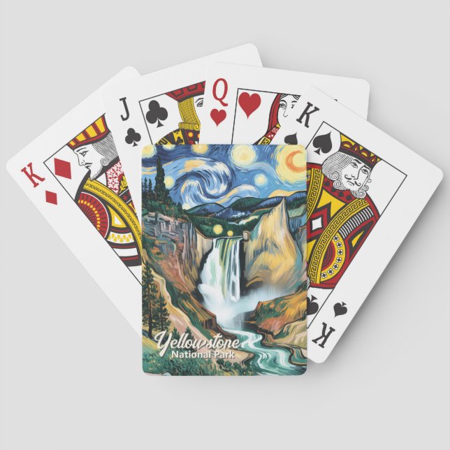 Custom Yellowstone Lower Falls Van Gogh Colourful Playing Cards (Back)