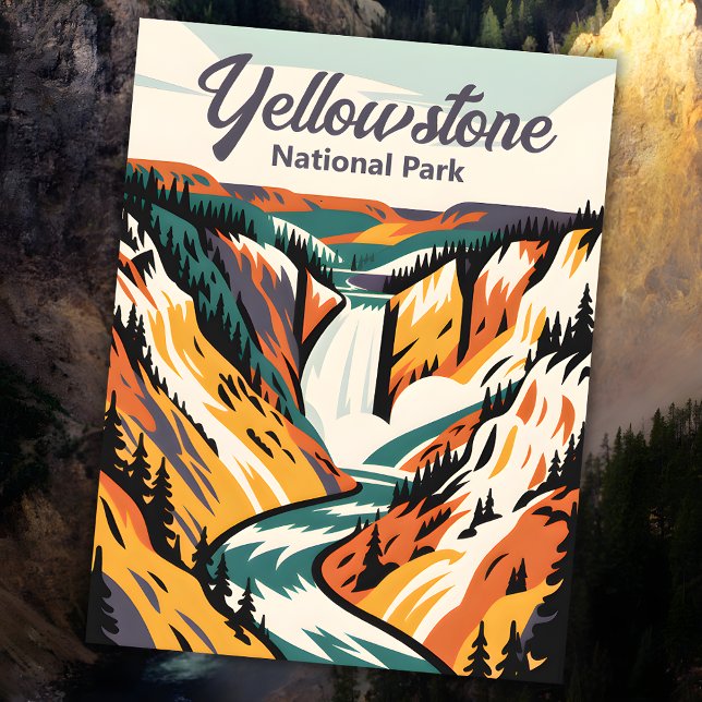 Custom Yellowstone National Park Lower Falls Retro Postcard (Custom Yellowstone National Park Lower Falls Retro Postcard)