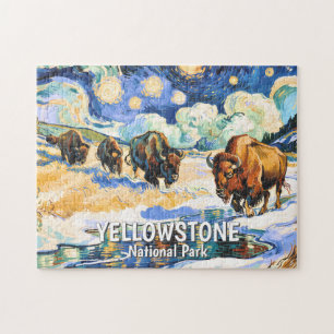Custom Yellowstone Wildlife Buffalo Vibrant Nature Jigsaw Puzzle