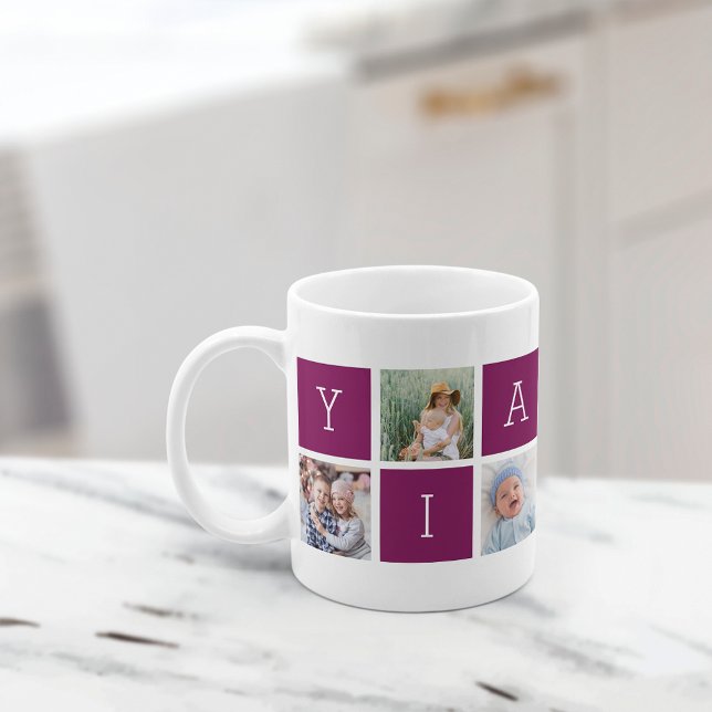 Custom Yiayia Grandmother Photo Collage Coffee Mug (Creator Uploaded)