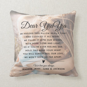 Custom YiaYia Message Photo Modern Mother's Day Throw Pillow