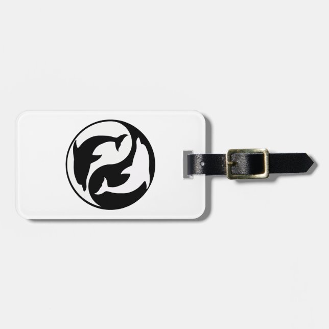 Custom Yin Yang Dolphins Luggage Tag (Front Horizontal)