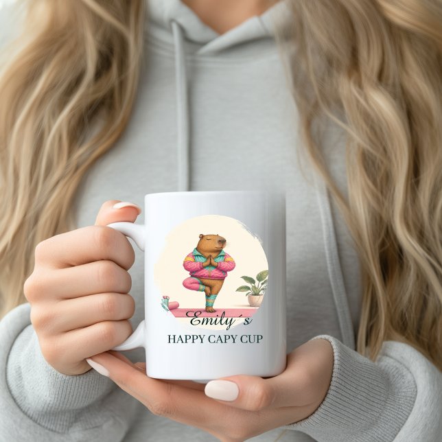 Custom Yoga Capy Cup Mug with Name (Custom Custom Yoga Capy Cup Mug with your Name and Text.)