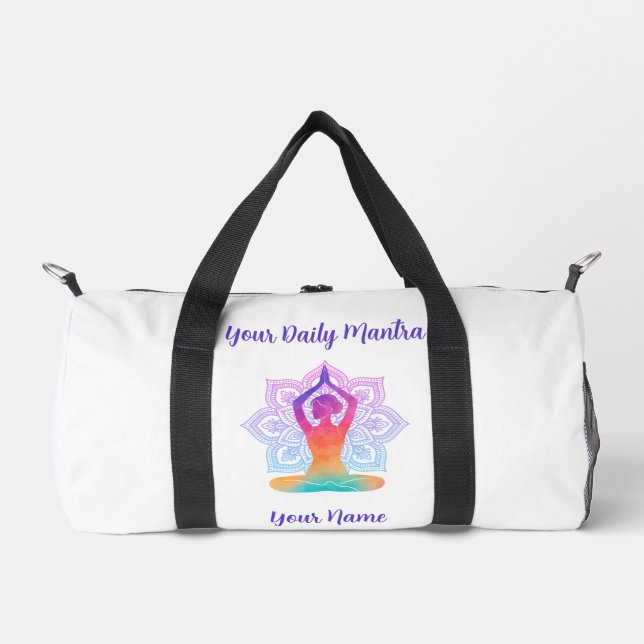 Custom Yoga Duffle Bag with Name & Mantra (Front)