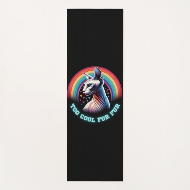 Custom Yoga Mat Sphynx Cat Too Cool for Fur (Front)