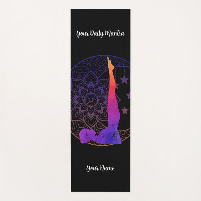 Custom Yoga Mat with Name & Mantra | Watercolor (Front)