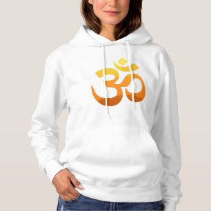 Custom Yoga Om Mantra Gold Sun Symbol Womens White Hoodie
