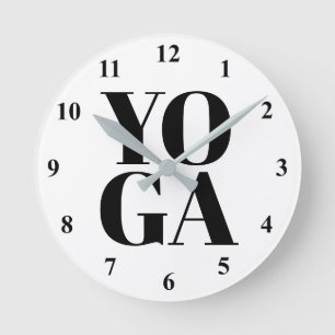 Custom yoga studio wall clock with bold typography