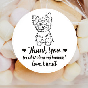 Custom Yorkie Dog Wedding Favour Stickers