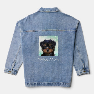 Custom Yorkie Photo and Editable Text Denim Jacket