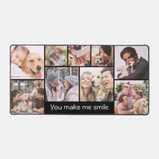 Custom You Make Me Smile 9 Photo Collage Desk Mat