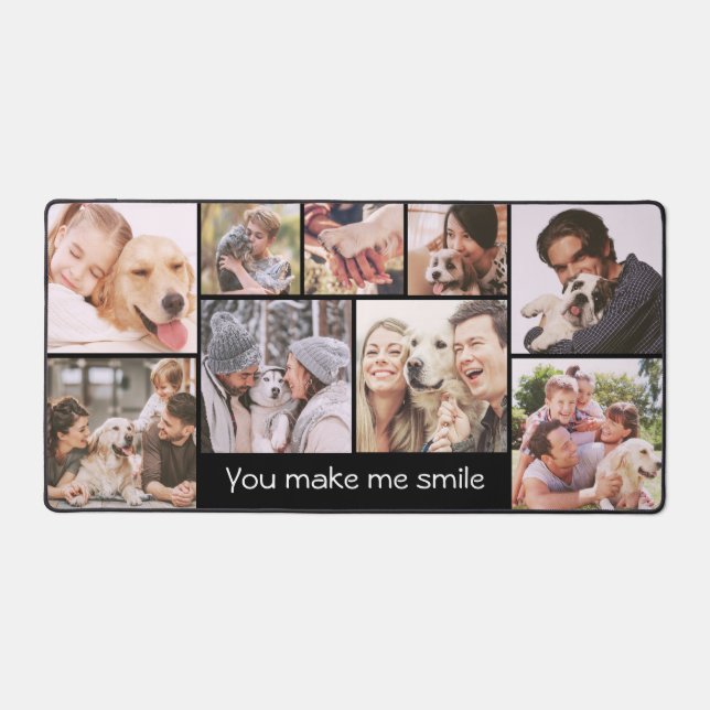 Custom You Make Me Smile 9 Photo Collage Desk Mat (Front)