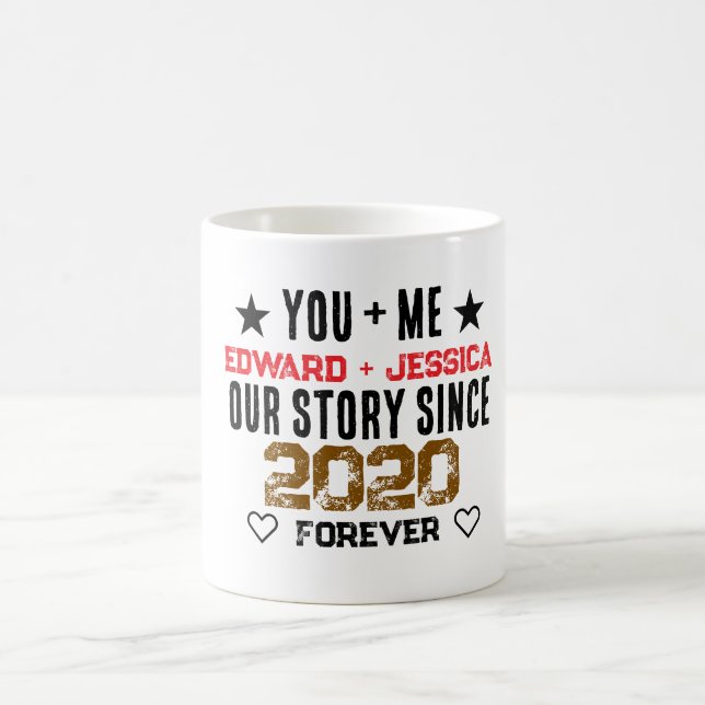 Custom You + Me Our Story Relationship Coffee Mug (Center)