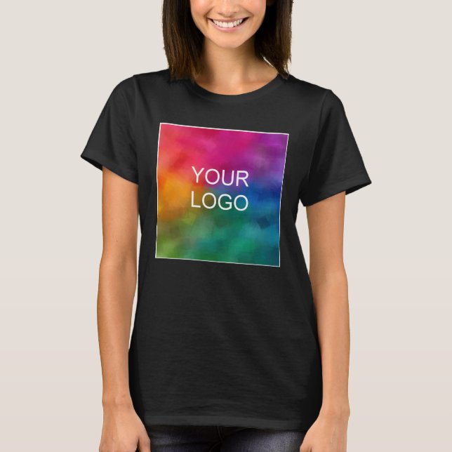 Custom Your Business Logo Black Elegant Modern T-Shirt (Front)