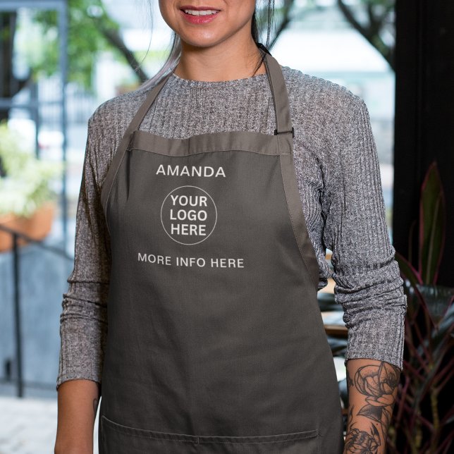 Custom Your Business Logo Clean Grey Professional  Apron (Creator Uploaded)