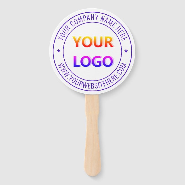 Custom Your Business Logo Name Text Info Hand Fan (Front)