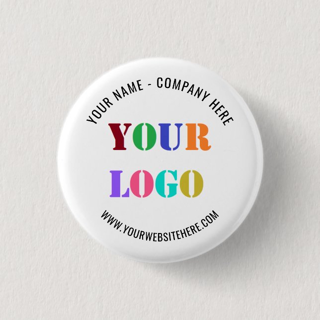 Custom Your Business Logo Text Promotional Button (Front)