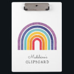 Custom Your Childs Art Name Modern Rainbow Clipboard<br><div class="desc">Make a keepsake clipboard for your child. Upload your kid's own art or leave the modern rainbow art as-is and customize the name. Perfect as a personalized back to school gift!</div>