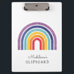 Custom Your Childs Art Name Modern Rainbow Clipboard<br><div class="desc">Make a keepsake clipboard for your child. Upload your kid's own art or leave the modern rainbow art as-is and customize the name. Perfect as a personalized back to school gift!</div>