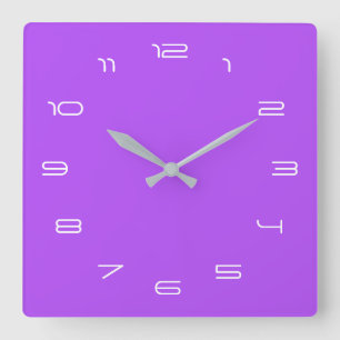Custom Your Colours Number Font Personalized Purpl Square Wall Clock