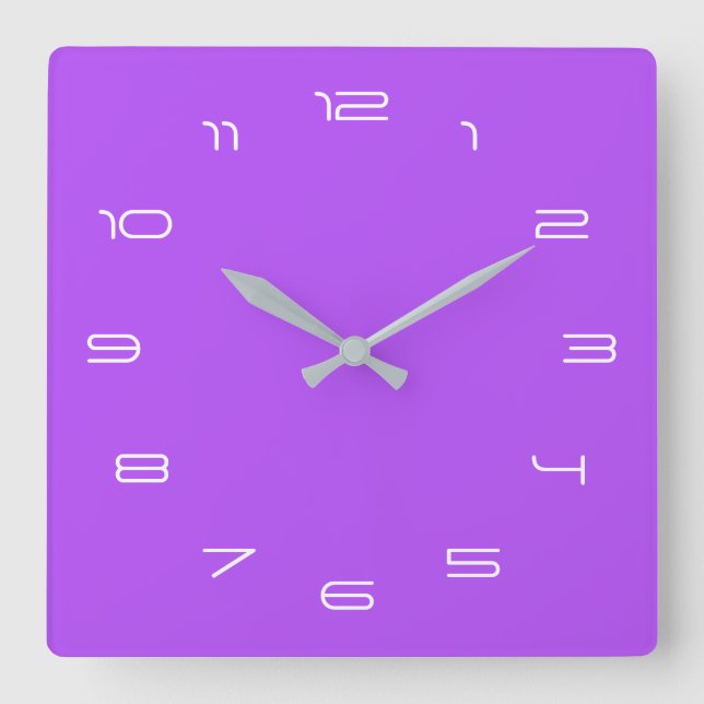 Custom Your Colours Number Font Personalized Purpl Square Wall Clock (Front)