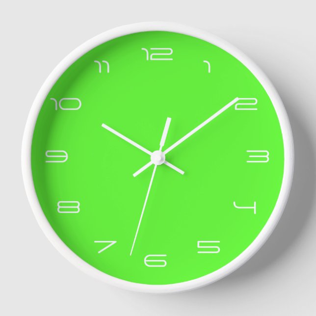 Custom Your Colours Numbers Font Neon Green Clock (Front)
