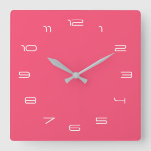 Custom Your Colours Numbers Font Personalized Pink Square Wall Clock