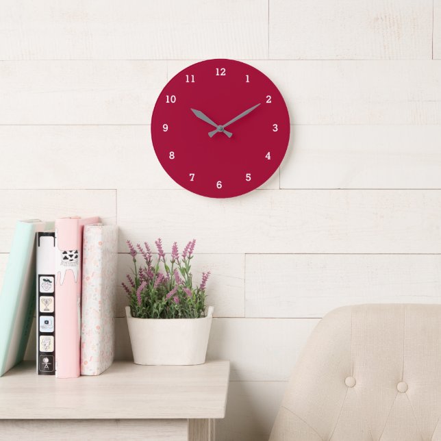 Custom Your Colours Numbers Font Wall Clock - Red (Reading Room)