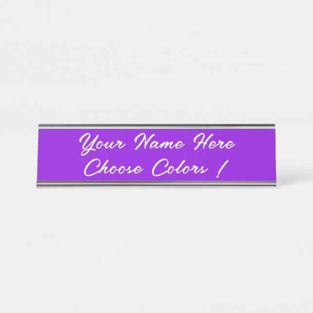Custom Your Colours , Text and Font Personalized Desk Name Plate (Front)