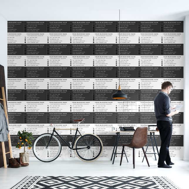 Custom Your Company Name Address Info Business Wallpaper (Living Room)